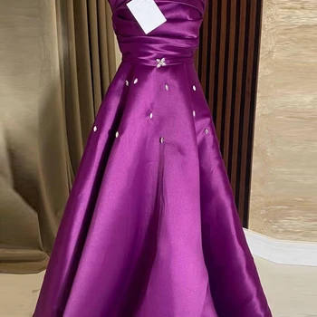 ROSELLA Violet Spaghete Curele Femei Evenimente Speciale Dress Etaj Lungime Cristal O Linie Arabia Rochie de Seara Noua 2023