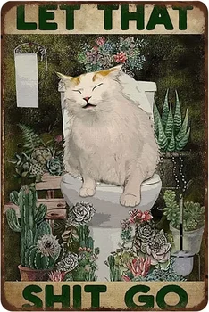 Rustic, Retro Metal Staniu Semn Pisica Amuzant lăsa lucrurile așa Poster, Cat Baie, Toaletă Șervețel de Perete de Arta, Cadou pentru un Iubitor de Pisici,