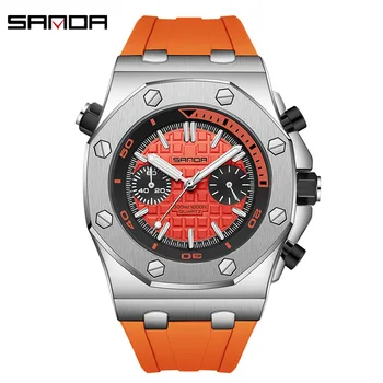 SANDA e nou luminos bărbați cuarț ceas 7027 unghii scară impermeabil la modă pentru bărbați cuarț ceas relógio pulso qm ceas