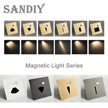 SANDIY Senzor Scara Lămpi Magnetice Lampă de Perete Încorporat Lumina de Noapte pentru Acasă Foaier Pas Coridor, Culoar Dormitor Inteligent Footlight