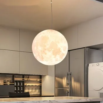 SANDYHA Lună Plină Candelabru Lumina Pandantiv Lampă cu LED pentru Living Dining Dormitor Bara de Masa becuri corp de Iluminat