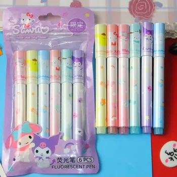 Sanrio 12/24buc Anime Kawaii Evidențiere Hello Kitty Dulce de Culoare de Lumină Marker de Culoare Stilou Student Cu Pictura Graffiti Pen
