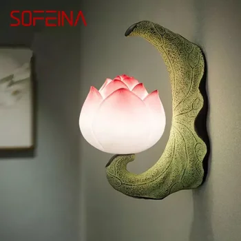 SOFEINA Contemporane Lotus Lampă de Perete Stil Chinezesc Living Dormitor Camera de Ceai Coridor de Artă Decorativă Lumina