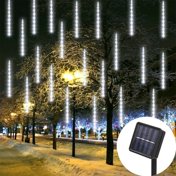Solar LED de Meteoriți Zână Șir Ghirlanda de Lumini de Crăciun, Eid Al-Fitr Decoratiuni de Nunta in aer liber, Grădină Strada Decor 2024