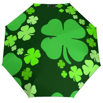 St Patrick ' s Day 3 Ori Manual Umbrela Stil Irlandez Trifoi Verde Umbrelă Rezistente la Vânt Umbrele de sex Masculin