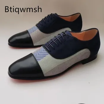 Stil Britanic Pantofi Om Subliniat Amestecat Mozaic De Culoare Dantelă Apartamente Pentru Moda Barbati Mocasini