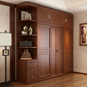 Stil chinezesc toate din lemn masiv, usi glisante dulap general combinație de patru usa de dulap de depozitare bedroom home log garderoba