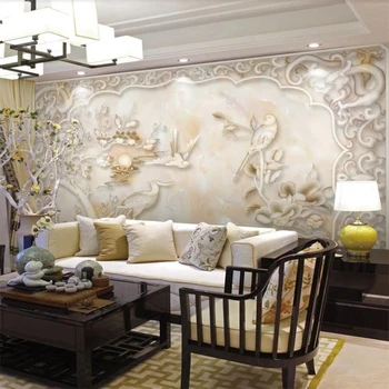 Tapet personalizat fotografie 3D murală marmură relief magnolia dimineață de primăvară living perete de fundal papel de parede tapet 3d
