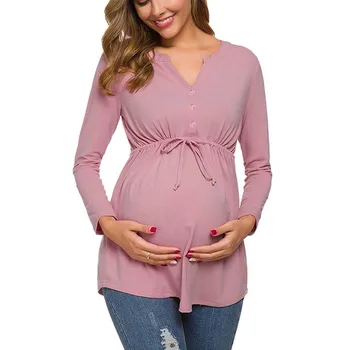 Timpul Sarcinii Haine De Maternitate Îmbrăcăminte Tricou Gravide, Femei Care Alăptează Tee Alăptează Topuri Tricou De Culoare Roz, Cu Maneci Scurte Alăptează Sus
