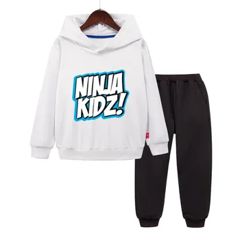 Toamna NOUL Ninja Kidz jachete cu Glugă din Bumbac pentru Copii Hanorac Sus Jos de Moda Fată Băiat Hanorace Pantaloni din Două piese