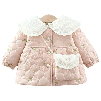 Toamnă Iarnă Fată Copilul Jacheta coreea Style Moda Drăguț Fleece Guler de Papusa Nou-născuți Haina+Sac de Haine pentru Copii Haine pentru Copii BC858