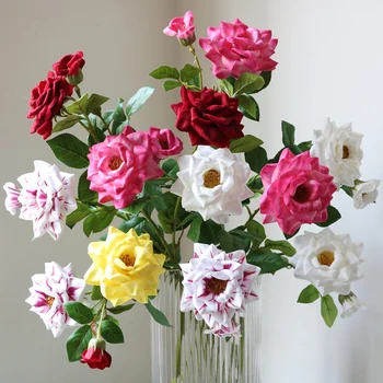 Trandafir frumos Cadou de Mătase Artificială Flori cu Tulpina Lungă Ramură pentru Vaza Decor Acasă Nunta Vintage Decor Fals Plante Val