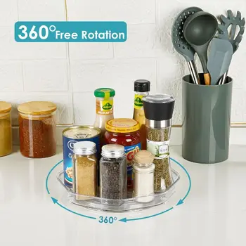 Transparent Placă Turnantă Rotund Raft De Plastic Cămară Cabinet Condiment Raft De Depozitare De 360 De Grade De Rotație