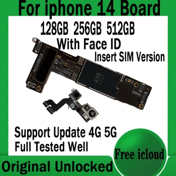 Transport gratuit Pentru iPhone 14 Placa de baza 128G 256G 512G Logica Bord Cu/Fără Față ID-ul de Actualizare IOS Suport Placa de baza iCloud Curat MB