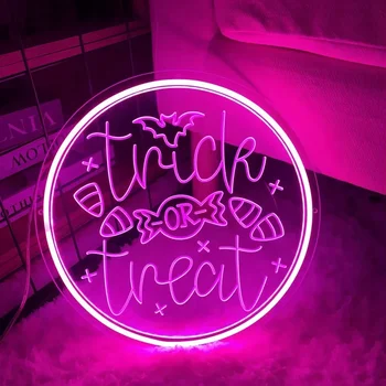 Truc sau Trata Semn de Neon Sculpta Personal Lumini cu LED-uri Pentru Exterior Decor de Halloween Cameră Decoruri Estetice Suport Personalizat