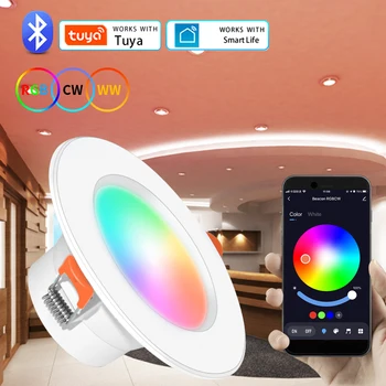 Tuya LED Downlight de Viață Inteligentă Bluetooth Plafon Lumina AC85-265V putere de 10W, 15W Estompat RGB Atmosferă de Lumină Pentru Camera de zi Dormitor