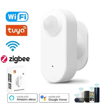 Tuya Zigbee/Wifi PIR Smart Senzor de Mișcare Umană Senzor Infraroșu Detector Anti-Furt Pentru Casa Inteligentă Prin Smart Munca de-o Viață Cu Alexa