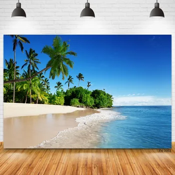 Vară Tropical Palms Copac Plajă, Mare, Ocean, Nisip Fundal Studio Foto De Nou-Născut De Ziua De Nastere Partid De Vacanță De Fundal De Vinil Elemente De Recuzită