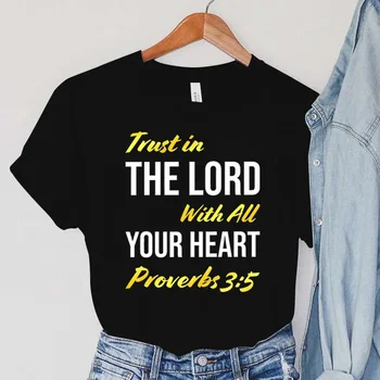 Versetul biblic Citat de Îmbrăcăminte pentru Femei Creștine de sex Feminin Camasi Vintage Încrede-te În Domnul cu Toată Inima Ta Imprimare Femei T-Shirt