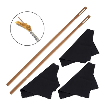 Y1QE Flaut Tijă de Curățare cu Negru Cârpă de Curățare Seturi de Flaut Piccolo Curățare Tampoane de Suflat Instrumente Muzicale Accesorii