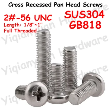 Yiqianyuan 2#-56 GB818 UNC Fir de Oțel Inoxidabil SUS304 Cross Recessed Pan Head Suruburi Phillips Mică Mașină Șurub Complet Filetat