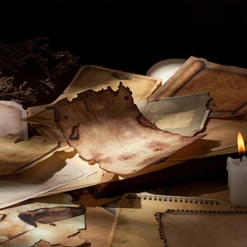 Yoofun 30sheets Epocă de Ardere Stil Scrapbooking Material Decor de Hârtie Retro Ars Cerneală Maro Jurnalul de Fundal de Hârtie