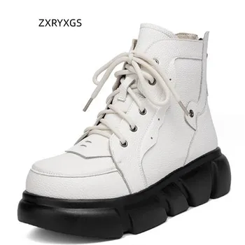 ZXRYXGS Promovare Piele naturala, cu Lână de Pluș Cizme Platforma Sporind Pantofi pentru Femeie Cizme Tendință de Confortabil Cald Cizme de Zăpadă