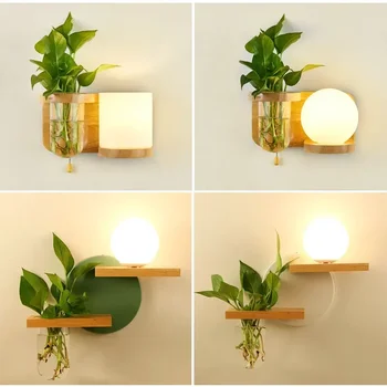 În stil European personalitate dormitor plante verzi creative balcon cameră de zi culoar Japonez de perete LED lumina