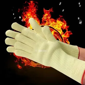 Îngroșa Dublu din Bumbac Super-Rezistente la Căldură Anti Arde rezistentă la căldură Mănuși de Bucătărie, Cuptor Protecția Muncii la 350 de grade Celsius Non-alunecare